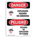 Signmission Safety Sign, OSHA Danger, 24" Height, Aluminum, Explosion Hazard No Smoking Spanish OS-DS-A-1824-VS-1207